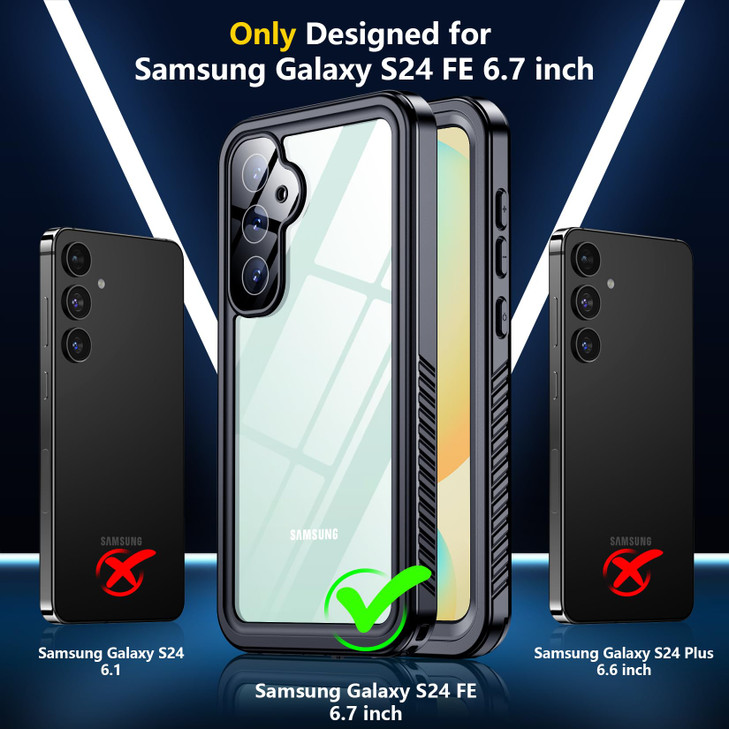 SPIDERCASE Designed for Samsung Galaxy S24 FE Case WaterproofBuiltin Screen Camera Lens ProtectorIP68 Underwater Full Pr