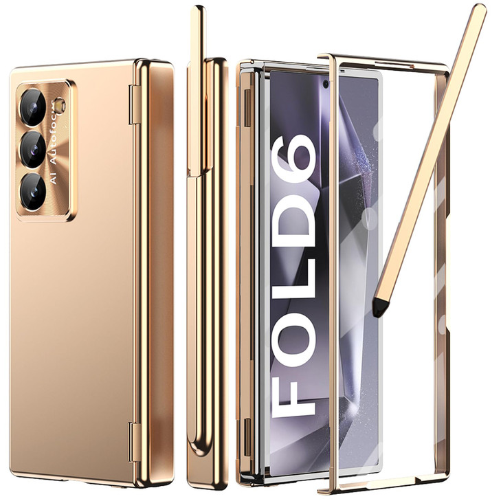YQODSZ for Samsung Galaxy Z Fold 6 Case with S Pen Holder Slim Stylus Two Hinge Cover Fold6 Slim Case with Screen Protec
