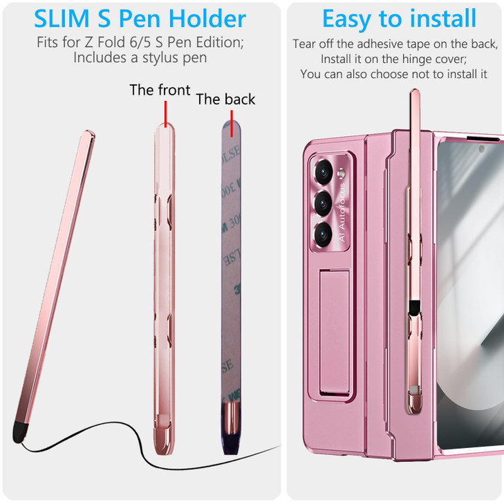 YQODSZ for Samsung Galaxy Z Fold 6 Case with S Pen Holder Slim Stylus Fold6 Kickstand Case with Integrated Hinge Cover S