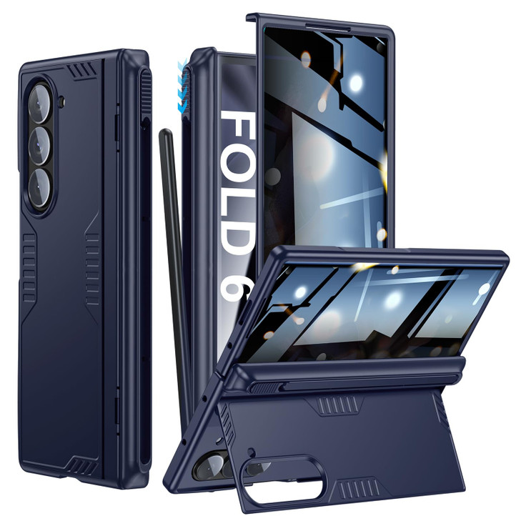 for Samsung ZFold6 Pen Case Slim Hinge Stand Case with Privacy Screen Protector Support Wireless Charging Soft Protectiv