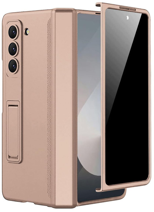 Miimall for Samsung Fold 6 Case with Privacy Screen Protector Builtin Adjustable Kickstand Magnetic Hinge Camera Lens Pr