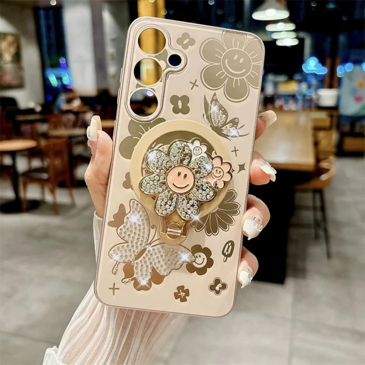 for Samsung Galaxy A16 5G Case for Women Girls with Phone Charm StrapCompatible with Magsafe Camera Lens ProtectorBling