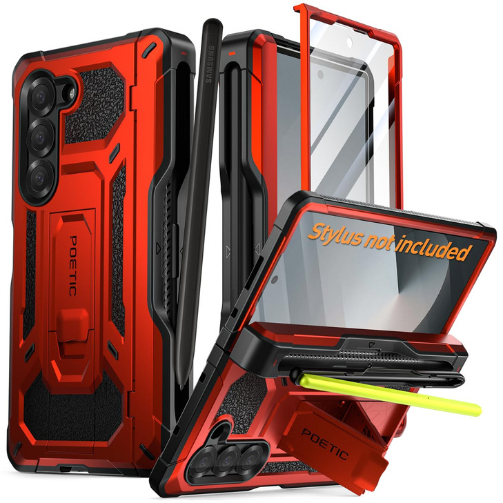 Poetic Spartan Case for Galaxy Z Fold 6 Hinge ProtectionKickstandCompatible with Fold 3456 S Pen FullBody Protective Rug