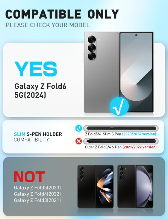 iBlason Cosmo for Samsung Galaxy Z Fold 6 Case with MagSafe Stand S Pen Holder Builtin Tempered Glass Screen Protector H