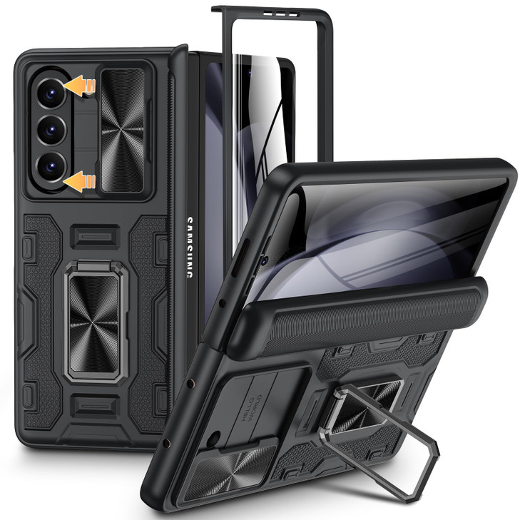 VEGO for Samsung Z Fold 5 Case with Slide Camera Cover Screen Protector Builtin 360 Magnetic Kickstand Drop Protection C