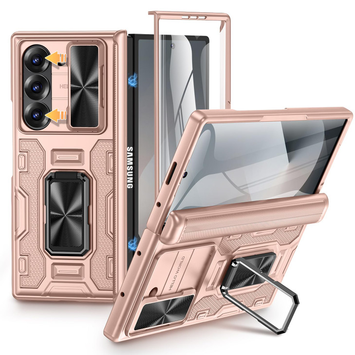 VEGO for Samsung Galaxy Z Fold 6 Case with Stand FullBody Protective Builtin Screen Protector Slide Lens Cover Hinge Pro