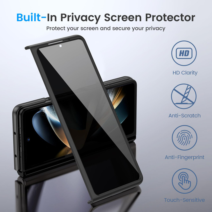 Ruky for Samsung Z Fold 4 Case Full Body Cover with Builtin Privacy Screen Protector Hard PC UltraThin AntiScratches Sho