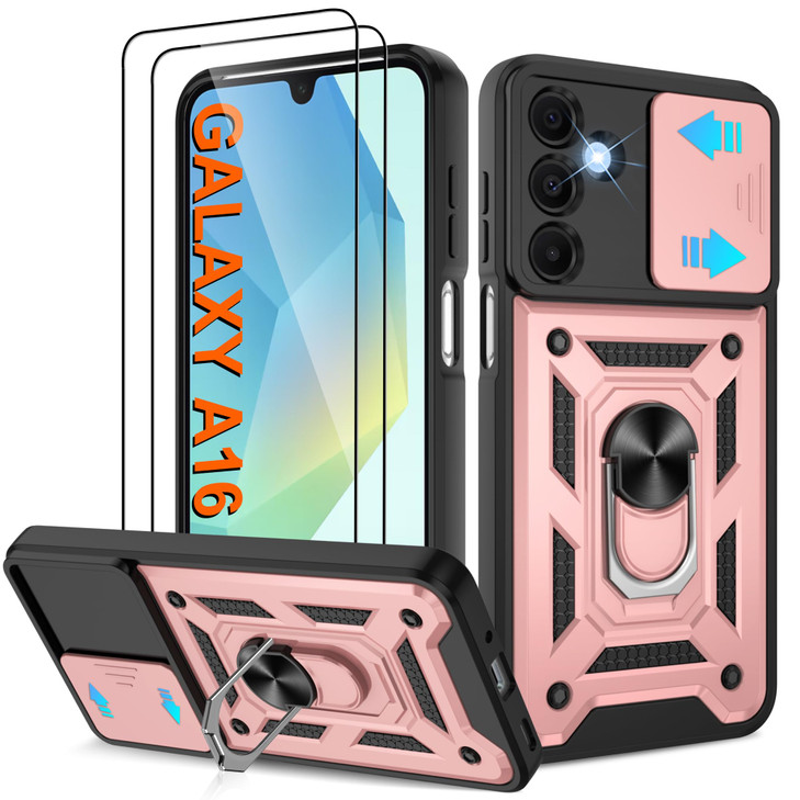 for Galaxy A165G Phone Case Samsung Galaxy A16 5G Case with 2 Pcs HD Screen Protector Heavy Duty Shockproof with 360 Rot