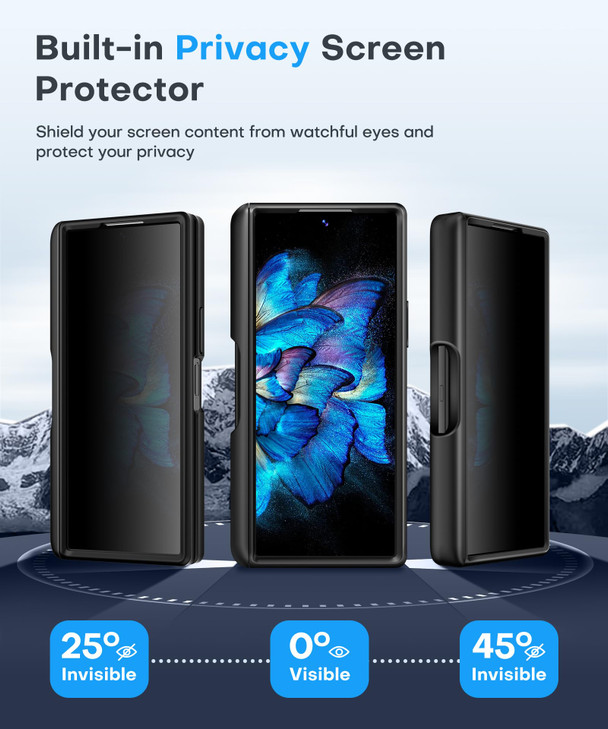 BERFY for Z Fold 6 Case with Privacy Screen Protector Compatible with MagSafe Builtin Kickstand S Pen Slot Hinge Protect