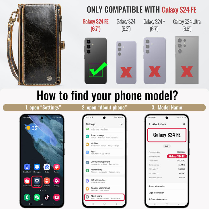 Defencase Compatible with Samsung Galaxy S24 FE Case Wallet with RFID Blocking Card Holder for Women Men PU Leather Magn