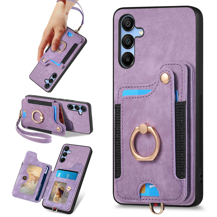 PAOBIR for Samsung Galaxy A16 5G Case with Card Holder for Woman ManPU Leather Flip Folio Wallet CaseRFID Blocking Ring