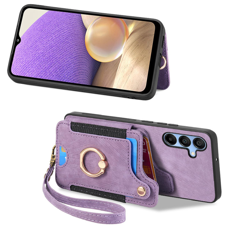 PAOBIR for Samsung Galaxy A16 5G Case with Card Holder for Woman ManPU Leather Flip Folio Wallet CaseRFID Blocking Ring