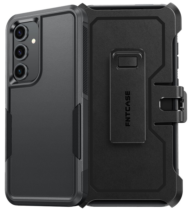 FNTCASE for Samsung Galaxy S24FE Case Dual Layer Military Grade Drop Protection Cell Phone Cover with BeltClip Holster S