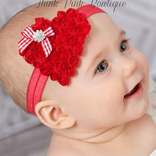 JustMyDress Baby Girls Valentines Headband Heart-Shaped Rose Flower Headwear Hair Band JHV01 (2 Pcs-Black Red)