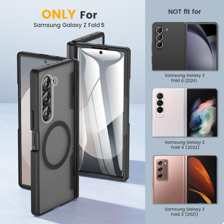 Caka for Samsung Galaxy Z Fold 5 Case Compatible with Magsafe Hinge Protection Builtin HD Screen Protector Translucent H