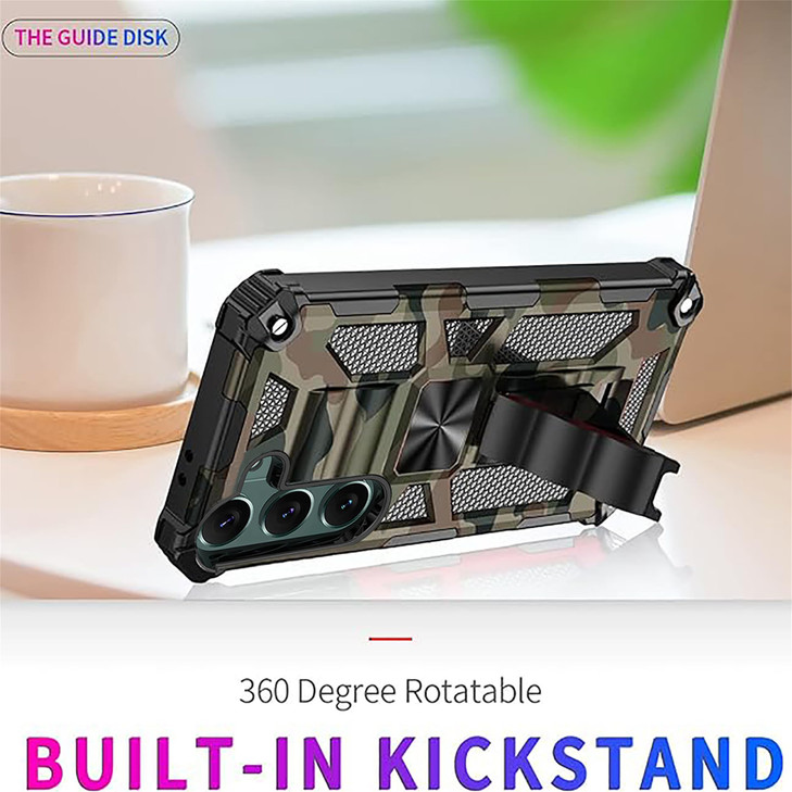 Fofvccv for Samsung Galaxy S24 FE Case Military Grade Camouflage Case with Kickstand for Men Heavy Duty Shockproof Rugge