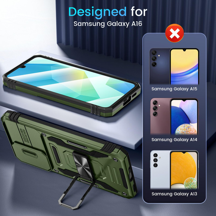Caka for Samsung Galaxy A16 5G Phone Case HD Screen Protector Camera Lens Cover 360Rotated Kickstand Ring Heavy Duty Har
