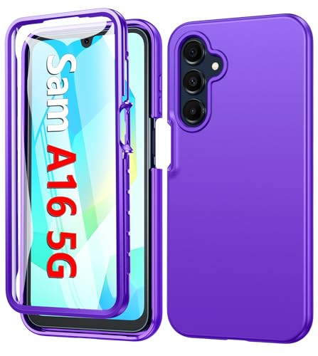 FNTCASE for Galaxy A16 5G Phone Case with Builtin Screen Protector Protective Silicone Rugged Shockproof Phone Cover Ful
