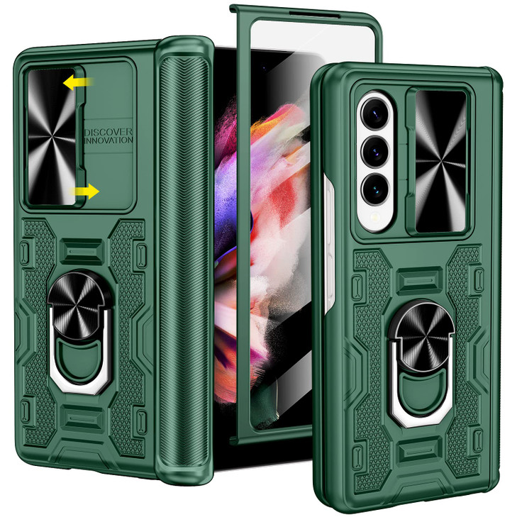 VEGO for Galaxy Z Fold 3 Case with Slide Camera Cover Hinge Protection Case with Front Screen Protector 360Ring Magnetic