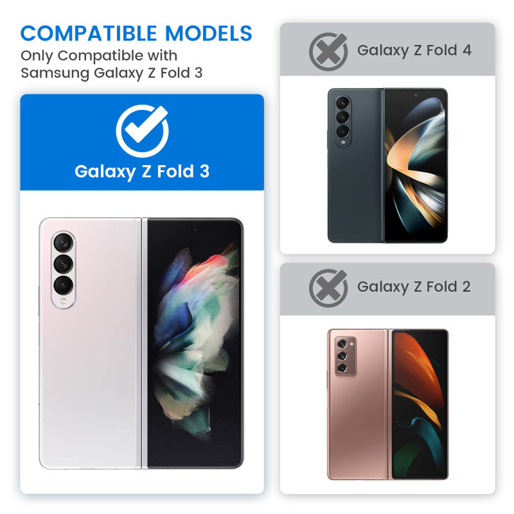 VEGO for Galaxy Z Fold 3 Case with Camera Cover Hinge Protection Case with Front Screen Protector 360Ring Magnetic Kicks