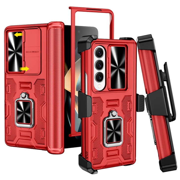 VEGO for Galaxy Z Fold 4 Case with Kickstand Hinge Protection Belt Clip Holster Front Screen Protector Slide Camera Cove