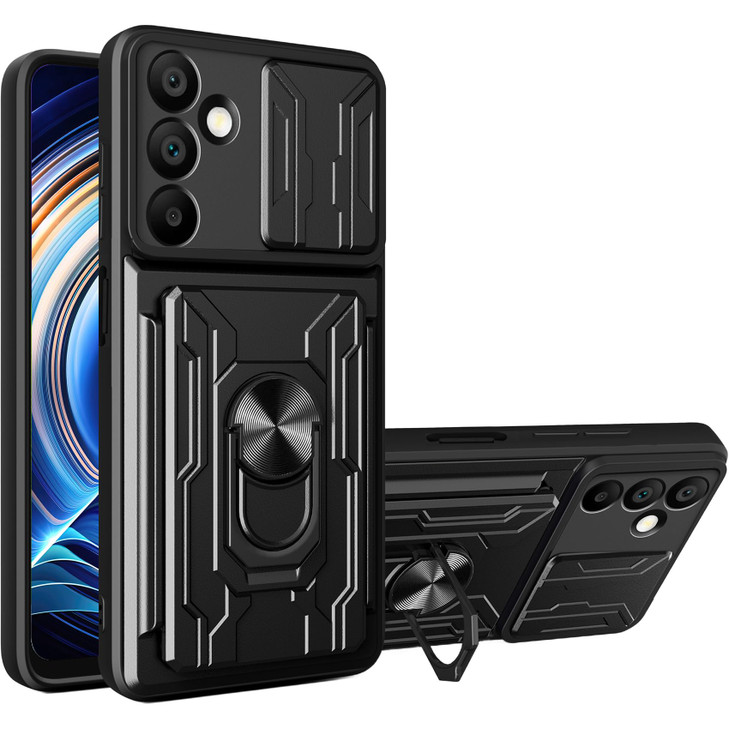 CCSmall for Samsung Galaxy A16 5G Case with Card Holder Slide Camera Cover MilitaryGrade Drop Protection with Ring Kicks