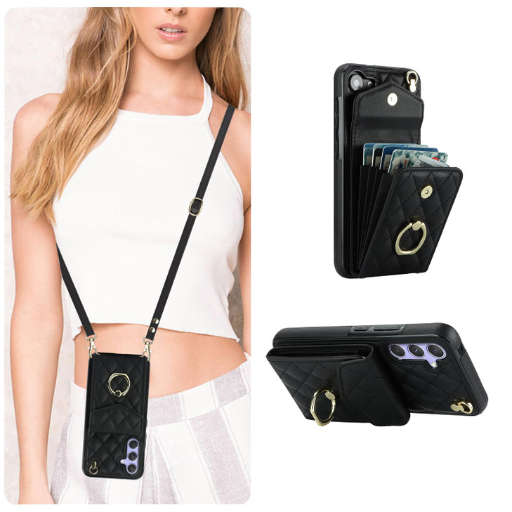 QLTYPRI Crossbody Wallet Case for Samsung Galaxy A16 4G5G PU Leather Phone Case with RFID Blocking Card Slots Holder Rin