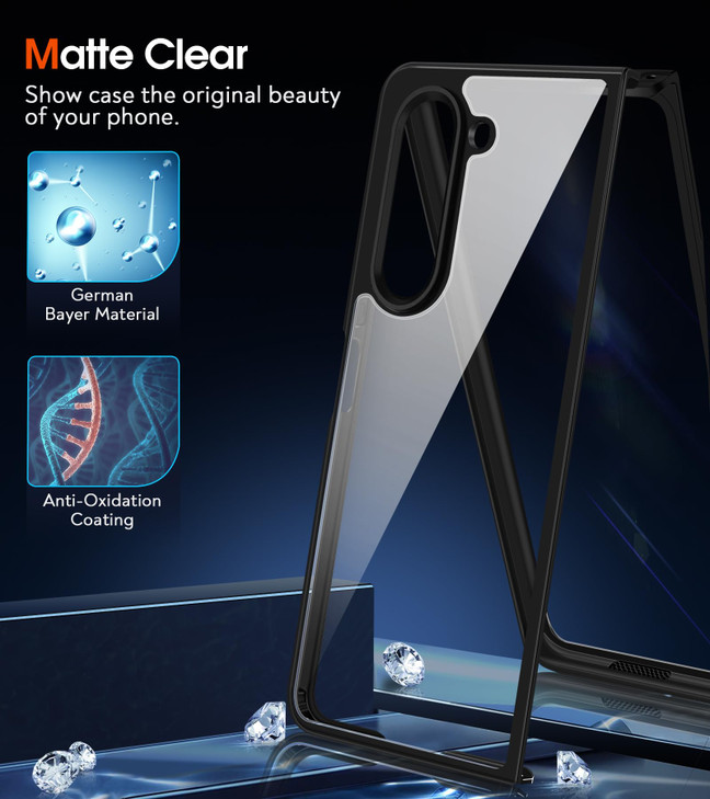 Z Fold 6 Case for Samsung Galaxy Z Fold6 5G Slim UltraThin Crystal Clear Acrylic PC Back Cover Hinge Transparent Soft Si