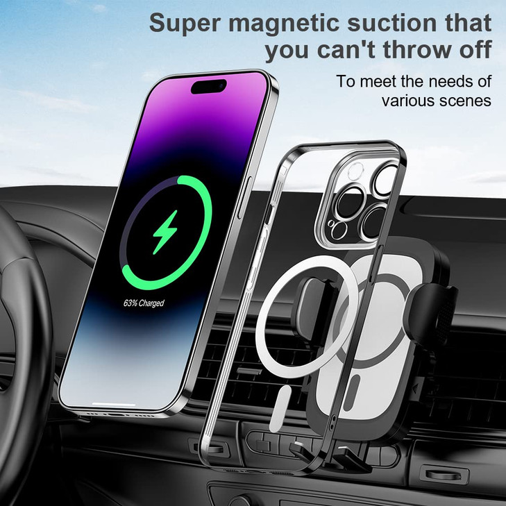 MEMAXELUS Magnetic Case for Samsung Galaxy S24 FE Case Magnetic Charging Camera Lens 360 Shockproof Protection Clear TPU