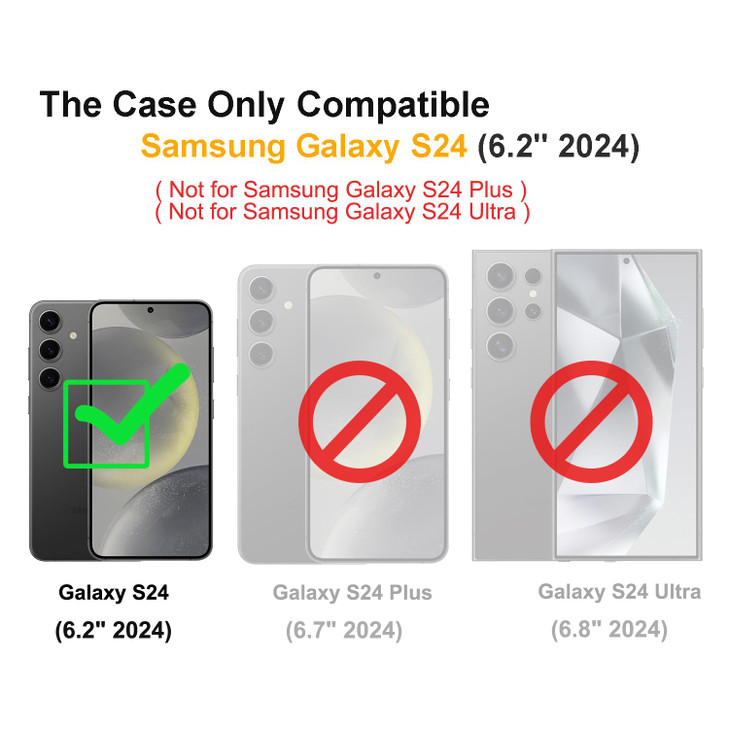 LEXNEC Design for Samsung Galaxy S24 Case with Tempered Glass Screen Protector Camera Lens ProtectorFull Body Slim Shock