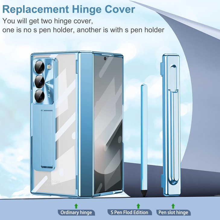 YQODSZ for Samsung Galaxy Z Fold 6 Case with S Pen Holder Slim Stylus Two Hinge Cover AllInclusive Crystal Clear Case wi