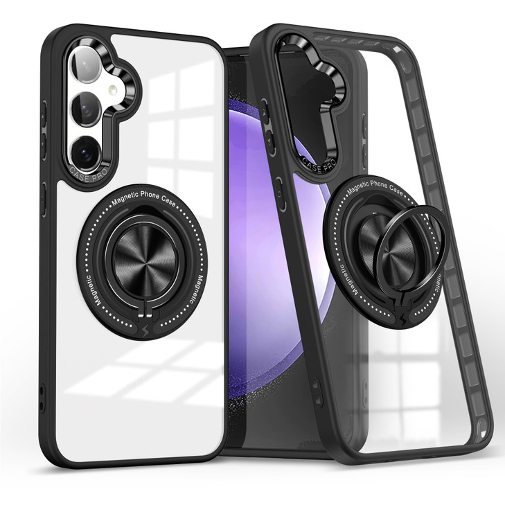 Yarxiawin Phone Case for Samsung S24 FE with Ring Holder Magnetic Rotatable Kickstand for Samsung Galaxy S24 FE Case Cle