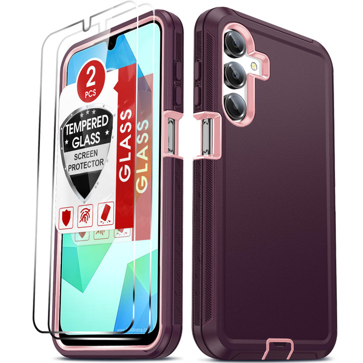 LeYi Compatible for Samsung Galaxy A16 5G Phone CaseNOT FIT A15 5G 2 PCS Tempered Glass Screen Protector Heavy Duty 3 in