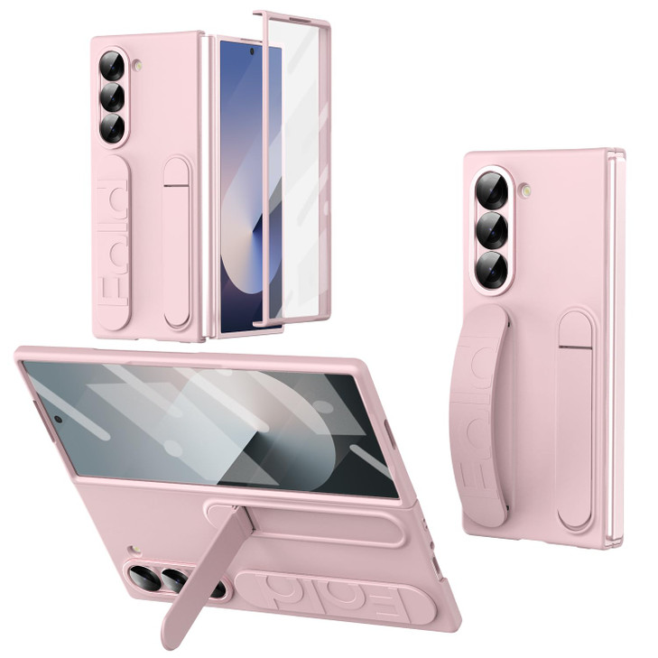 XIMAND for Samsung Galaxy Z Fold 6 Protect Case with Wristband StandBulitin Screen Lens Protection Shockproof Full Body