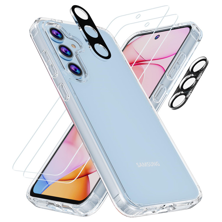 GSDCB Phone Case for Samsung Galaxy S24 FE Case with Tempered Glass Screen Protector and Camera Lens Protector Hard PC B
