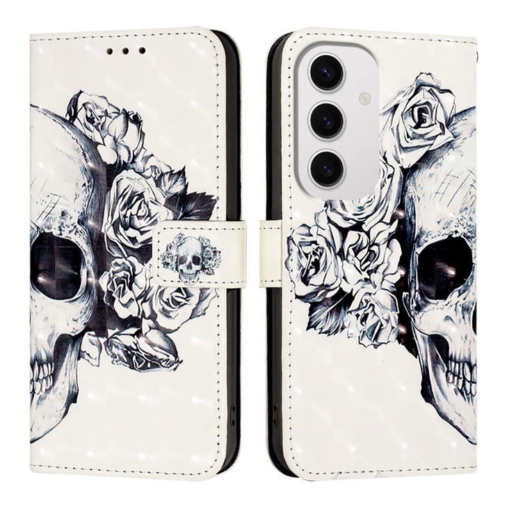 Asdsinfor Case for Samsung Galaxy S24 FE 3D Wallet Case PU Leather withCard HolderKickstandWrist StrapMagnetic Closure S