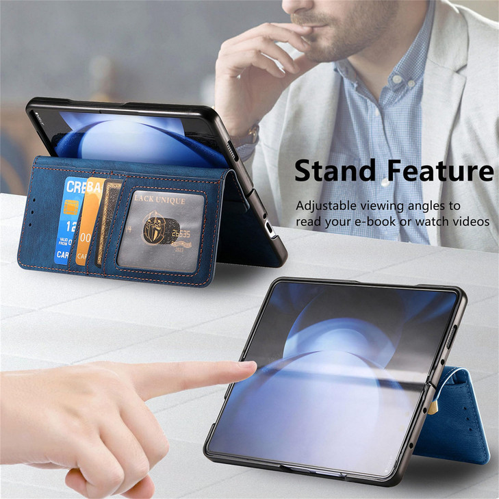 CCSmall for Samsung Galaxy Z Fold 6 5G Detachable Magnetic Wallet Phone Case RFID Blocking Material Retro Folio Flip Lea
