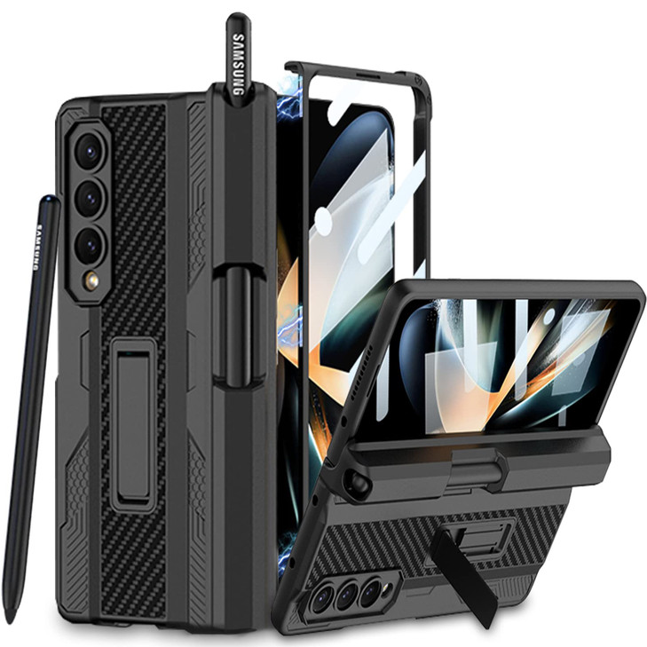 COCOING for Samsung Z Fold 4 Case with S Pen Fold EditionHinges Protect The Builtin Pen Holderwith Screen Protector and