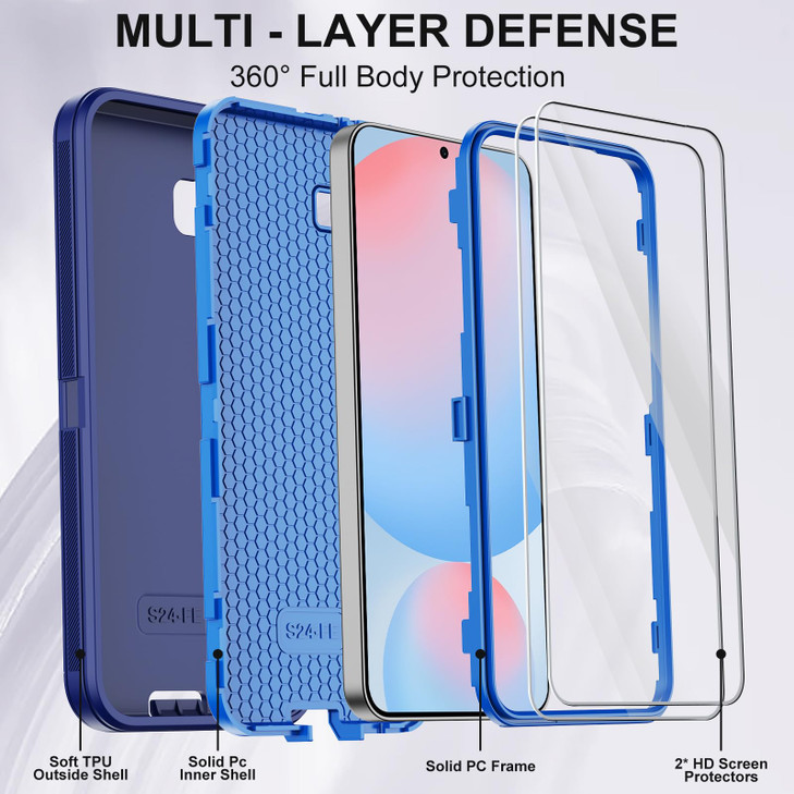 Annymall for Samsung Galaxy S24 FE 5G Case with 2 Screen ProtectorShockproof Drop Protection Dust Proof Heavy Duty Milit