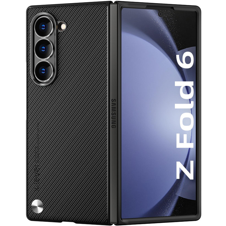 Xlevel for Samsung Galaxy Z Fold 6 Case Strudy Carbon Fiber Phone Cover Bumper Shockproof Protection Folding Phone Case