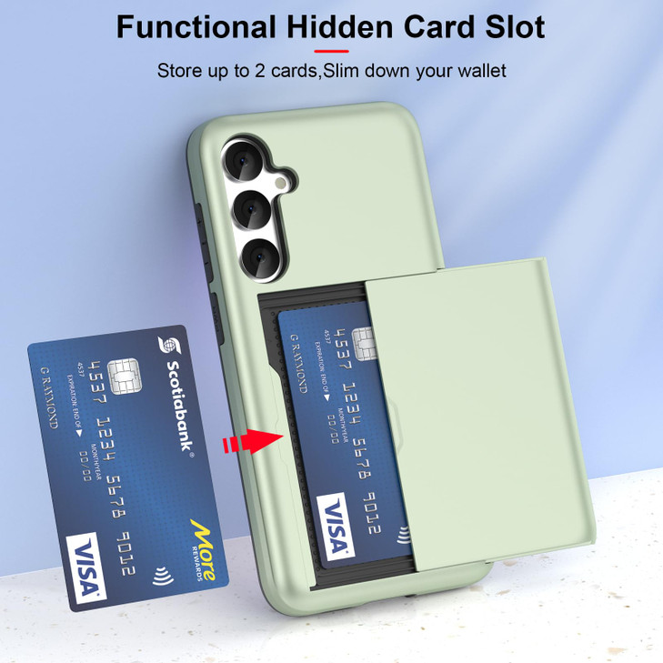 Compatible with Galaxy S24 FE Case Wallet with Credit Card Holder ID Card Slot Shockproof Hard PC TPU Phone Case Slide F