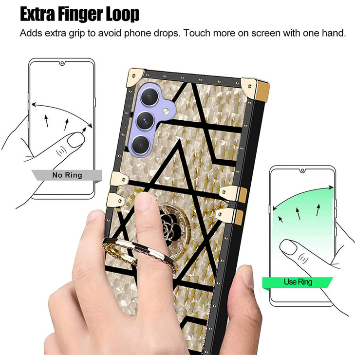CCSmall for Samsung Galaxy S24 FE Case Cute for Women Girly Elegant Metal Decoration Corner Soft TPU Bumper Case with Ri
