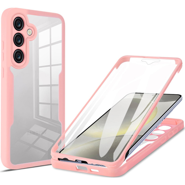 Fofvccv for Samsung Galaxy S24 FE Case with Screen Protector FullBody Clear Slim Back Cover Rugged Bumper Soft TPU Shock