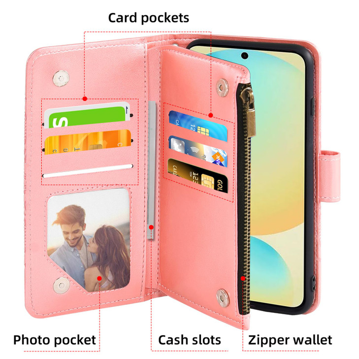 Asuwish Phone Case for Samsung Galaxy S24 FE 5G Wallet Cover with Tempered Glass Screen Protector and Flower Leather Fli
