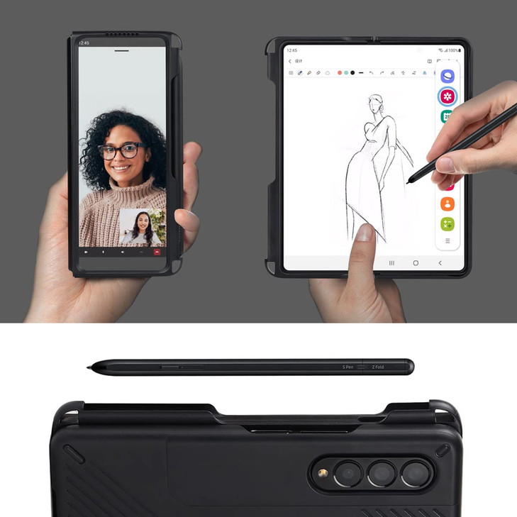 Cavor Designed for Samsung Galaxy Z Fold 3 Case with S Pen HolderFull Body Protective AntiScratch AntiDrop WearResistant