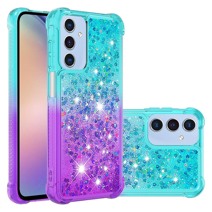 Eilkmcre for Samsung Galaxy A16 Phone Case Gradient TwoTone Quicksand Floating Liquid Glitter Sparkle Soft TPU Cover Sho