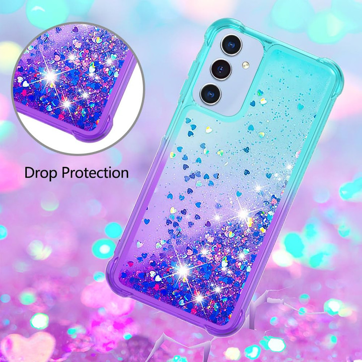 Eilkmcre for Samsung Galaxy A16 Phone Case Gradient TwoTone Quicksand Floating Liquid Glitter Sparkle Soft TPU Cover Sho