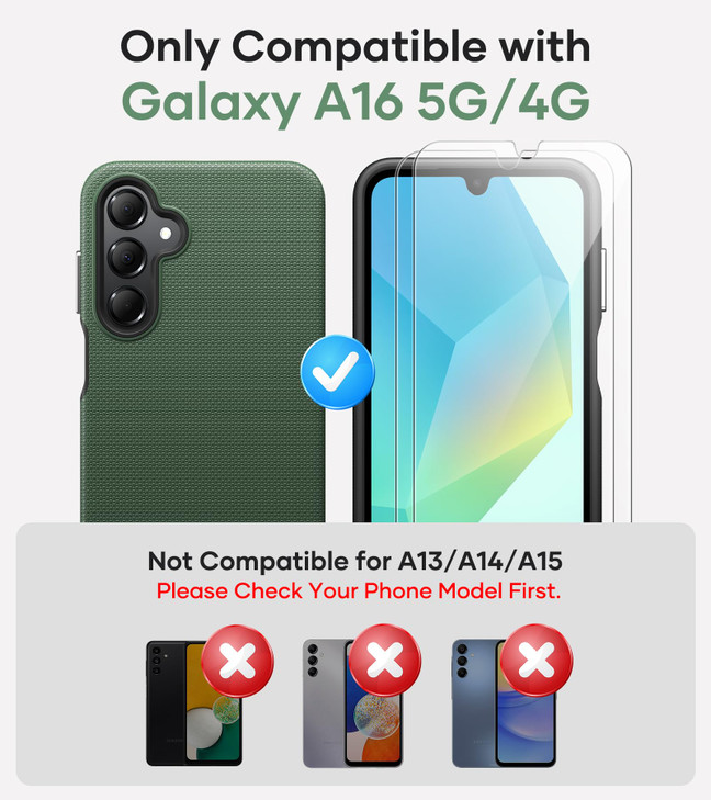 SSLOTSCASE for Samsung Galaxy A16 5G Phone Case with Screen Protector Military Grade Drop Protection Slim Lightweight Fu