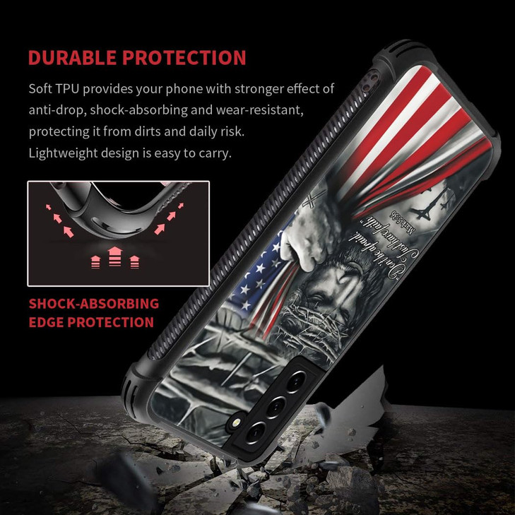 DAIZAG Case Compatible with Samsung Galaxy S21Premium ShockResistant Phone CaseChristian Jesus God Bless American Flag