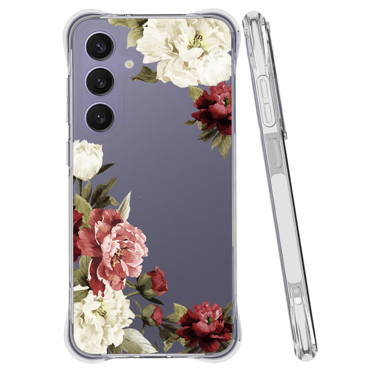 Ueokeird Phone Case for Galaxy S24 FE Case Samsung S24 FE 5G SMS721U Case Girls Women Slim Shockproof Clear Floral Patte